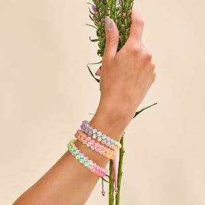 Iridescent White Double Macrame Adjustable Mermaid Glass NOGU Bracelet